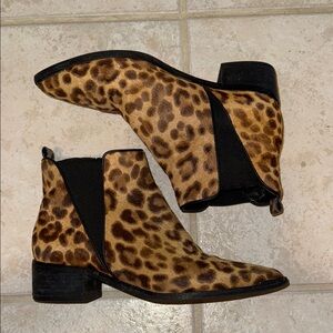 Marc Fisher Brown and Black Ankle Booties with Leopard Print